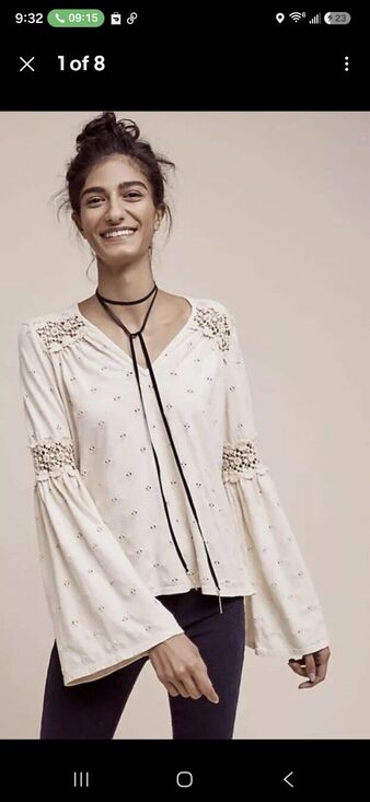 Anthropologie Tops - Anthropologie Eri + Ali Medium Bell Sleeve Blouse Top Eyelet Oversize L